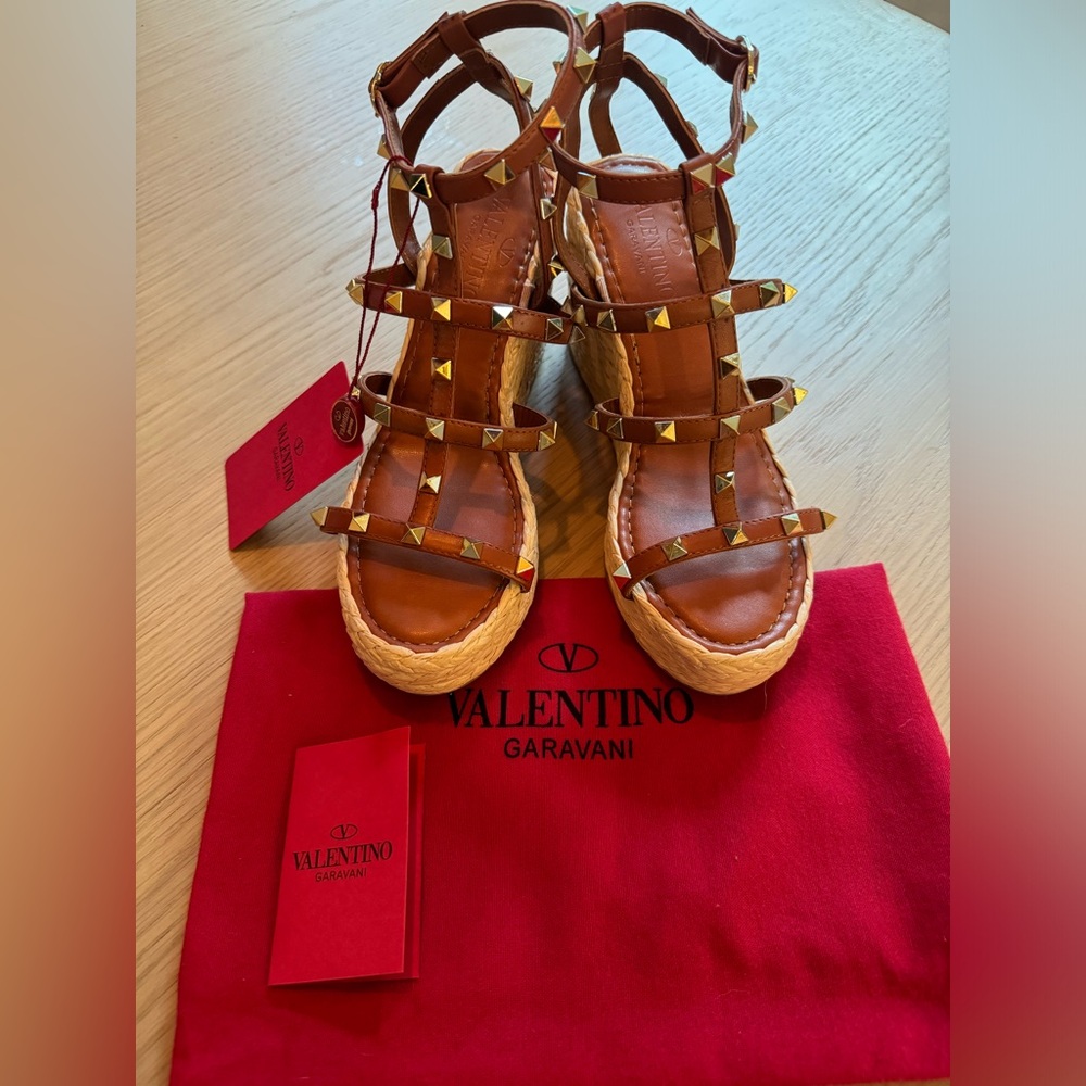 Valentino Garavani
Rockstud Caged Wedge Espadrille Sandals